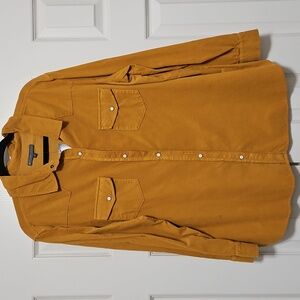 Elliott Lauren Goldenrod Yellow Western Corduroy Button-Down Long-Sleeve Shirt